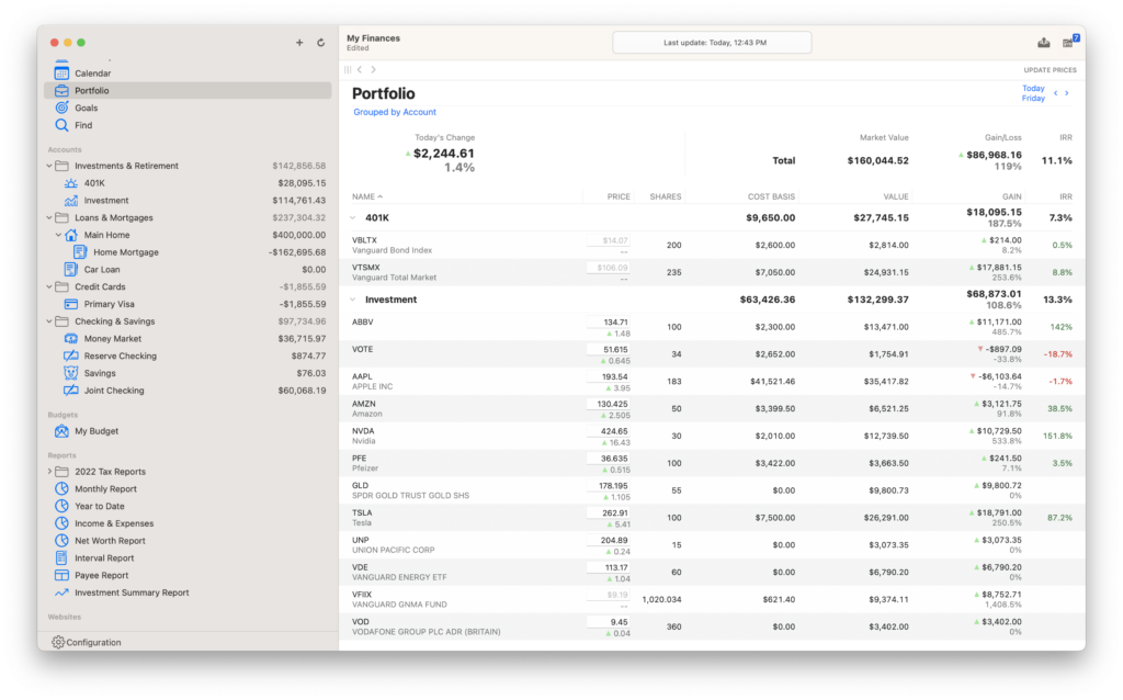 banktivity portfolio