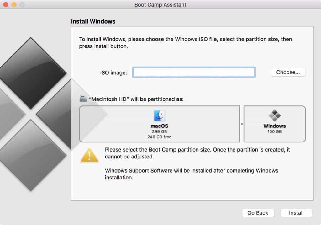 boot camp install windows 10 free - partition