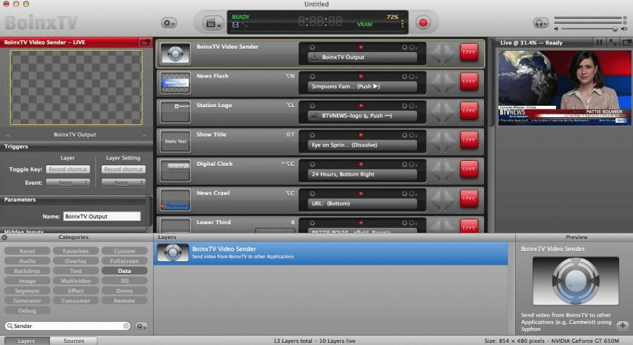 best tv production software for mac - boinx document window