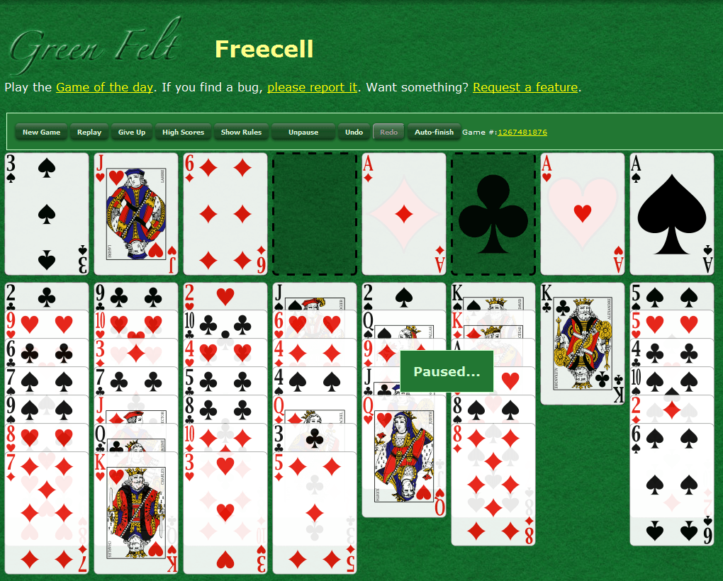 play green felt klondike solitaire