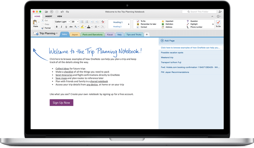 office 2016 for mac - onenote