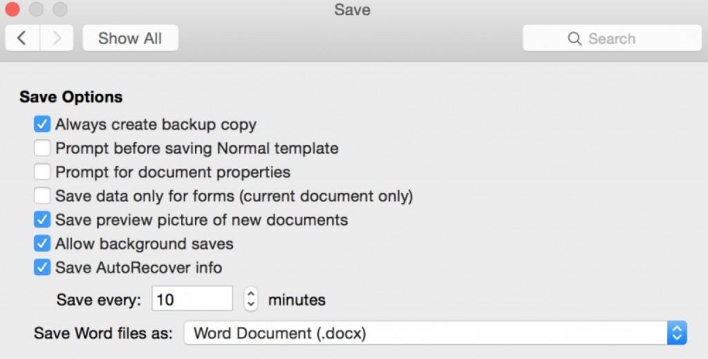 office 2016 for mac review - save settings
