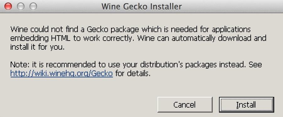 microsoft money running on mac - wine gecko installer