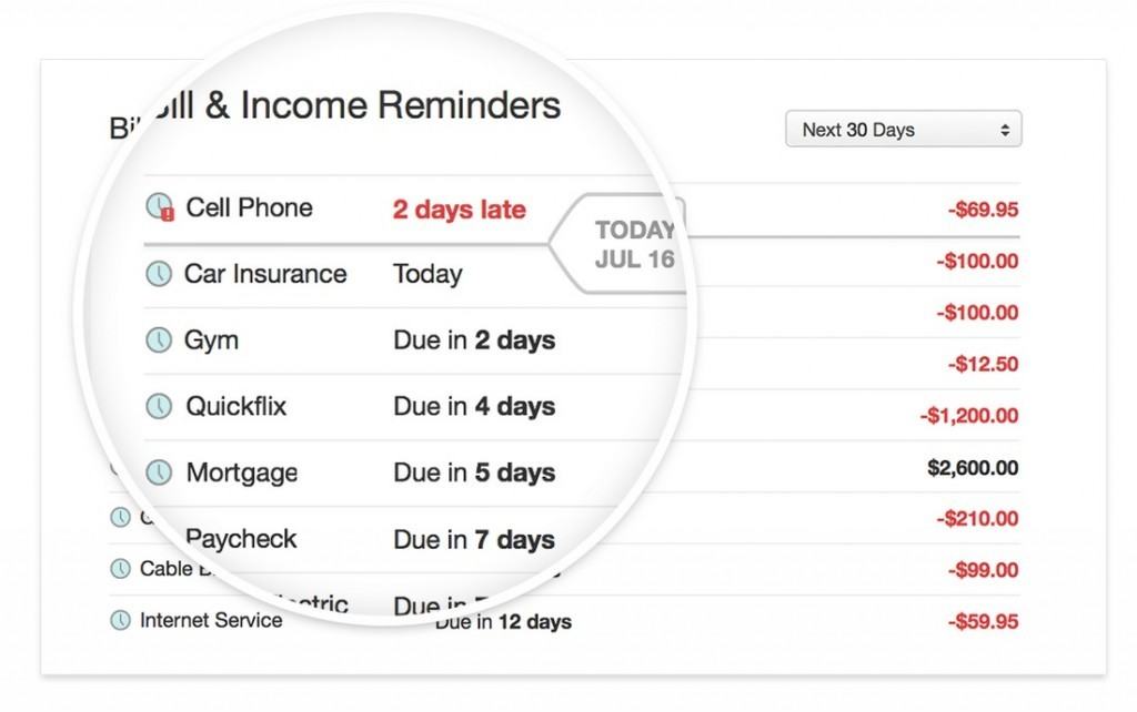 quicken 2016 for mac review - bill reminders