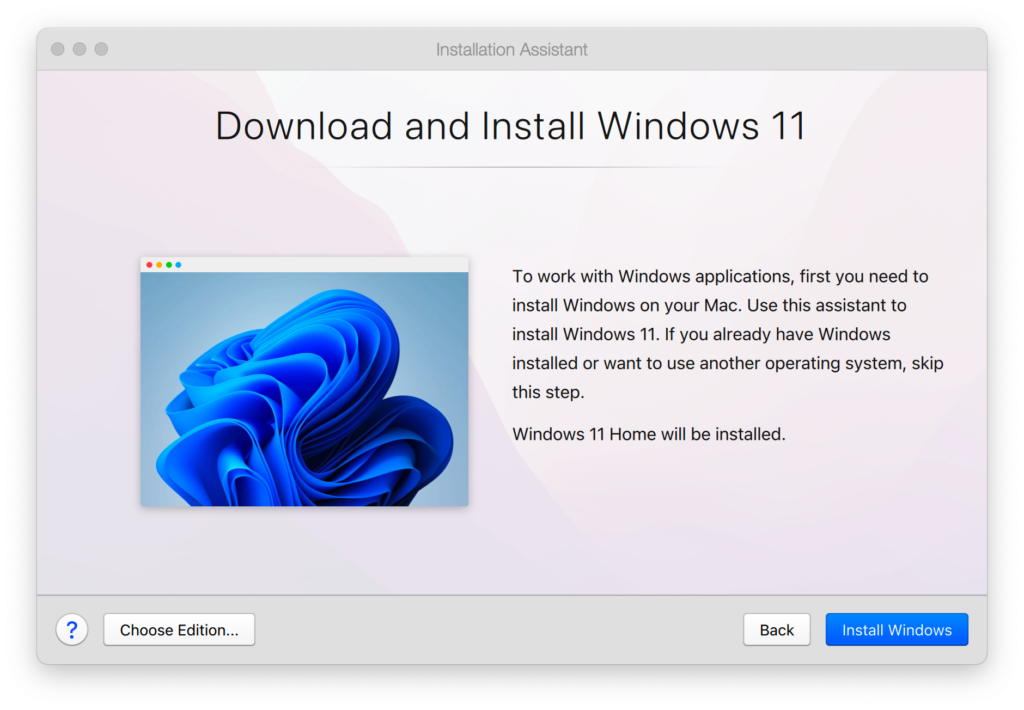 parallels install windows 11