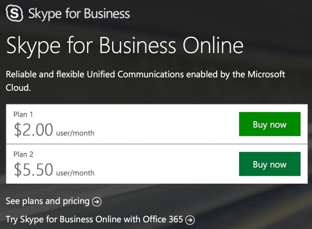 skype for business for mac pricing