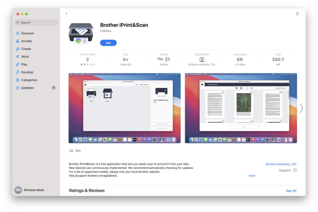 Brother iPrint & Scan app for Mac