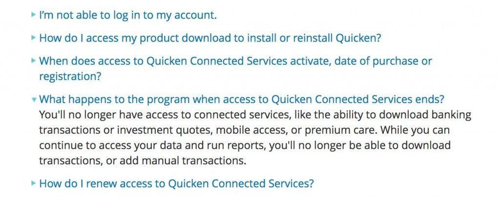 quicken connected services