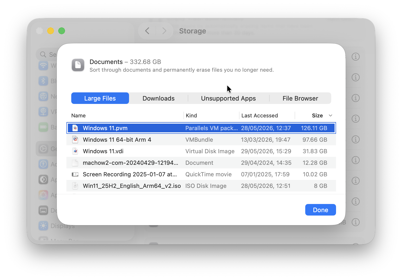 delete files taking storage on mac