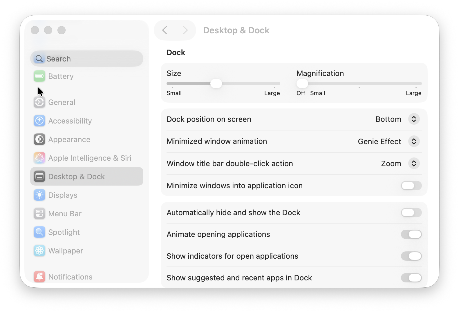 desktop and dock settings mac