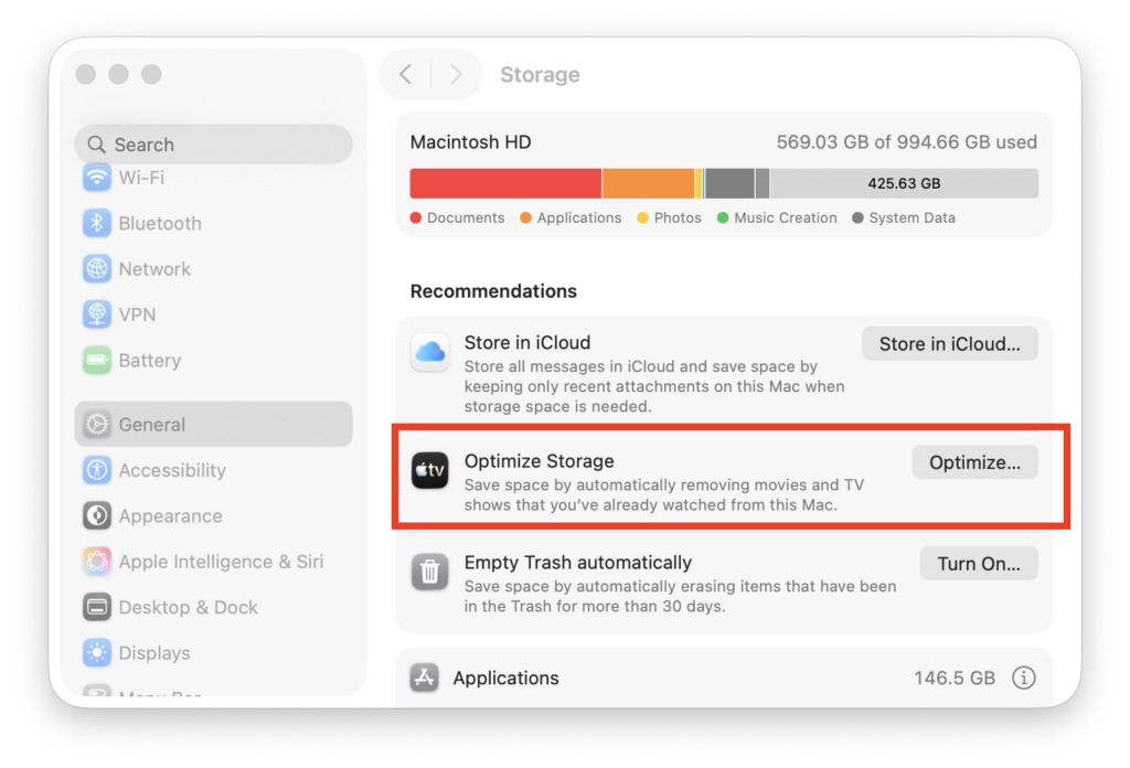 optimize storage on mac