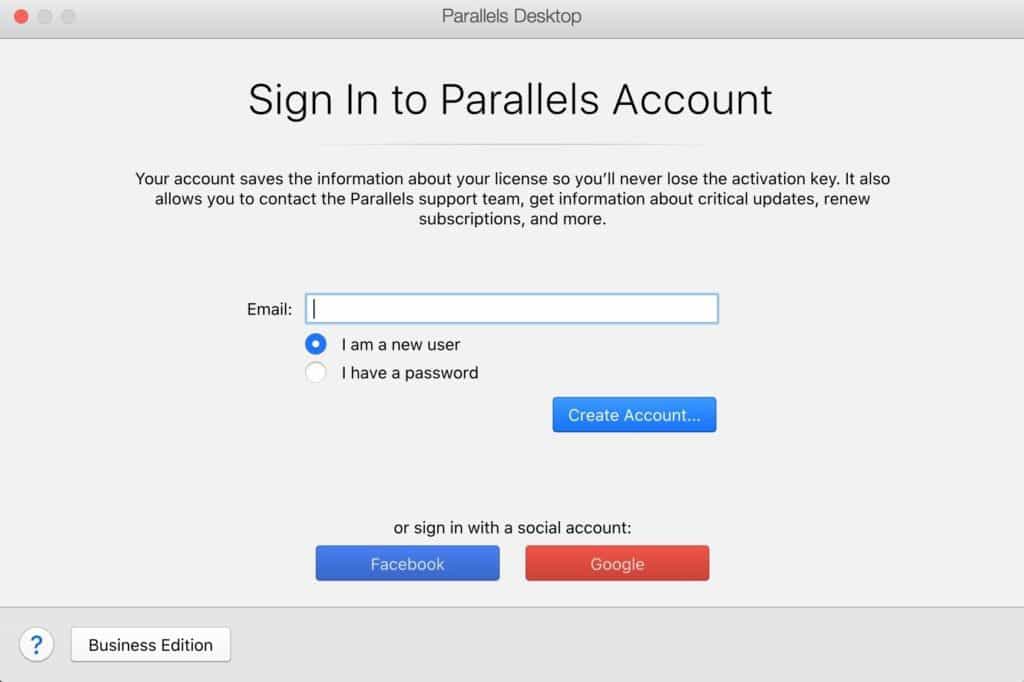 publisher on mac - parallels account signup
