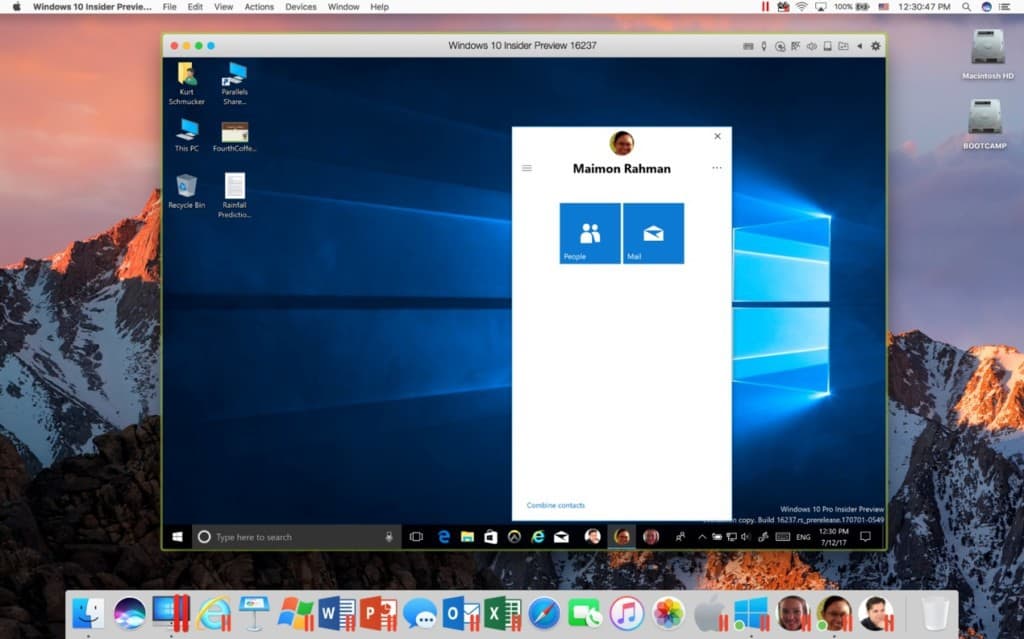 run windows 10 mac - parallels picture in picture mode