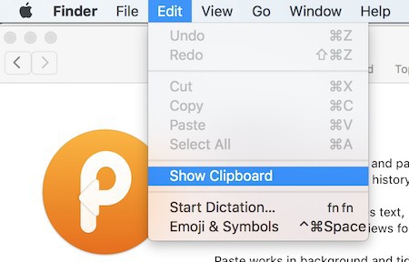 how show clipboard mac - finder menu