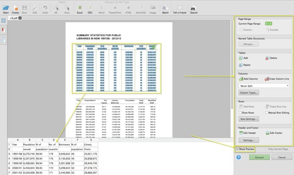 convert pdf file to excel on mac