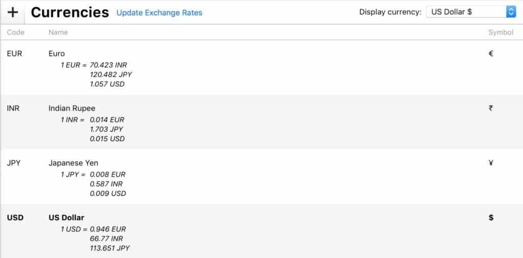 banktivity currencies