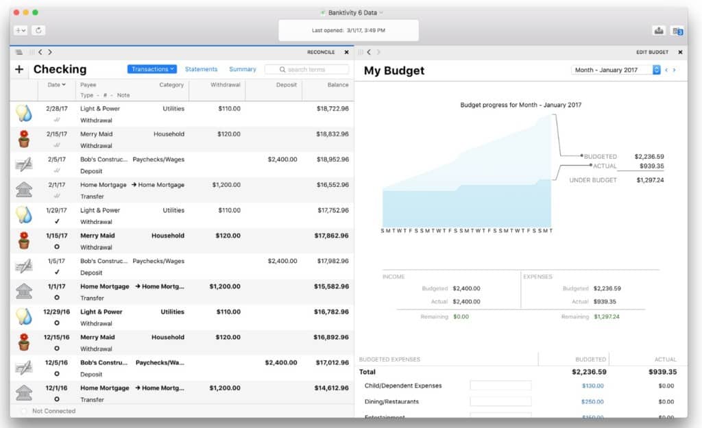 banktivity workspaces