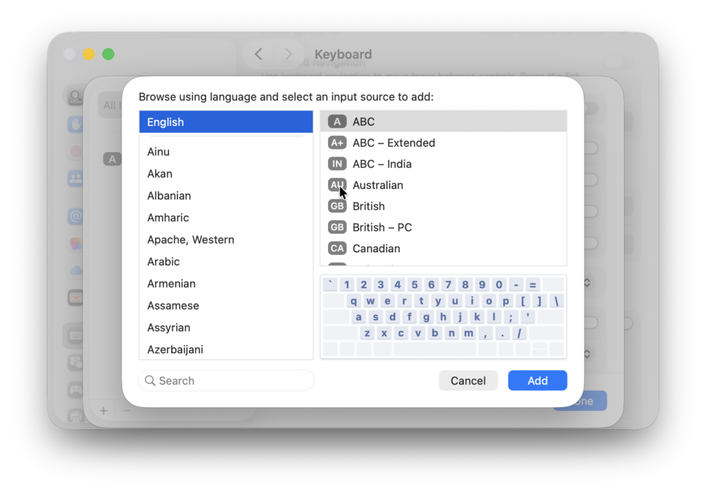 mac keyboard language input sources