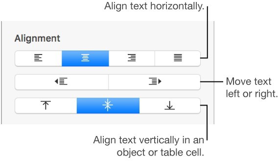 text alignment pages mac