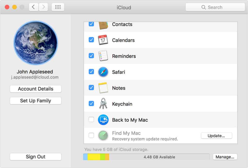 what is back to my mac on icloud