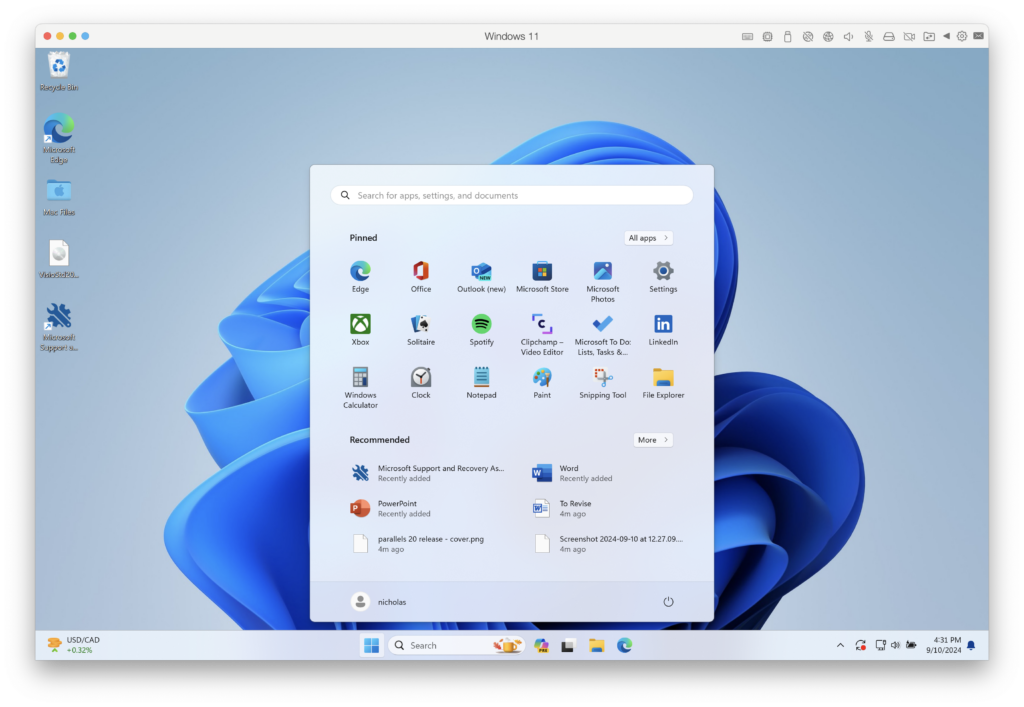 parallels 20 running windows on mac