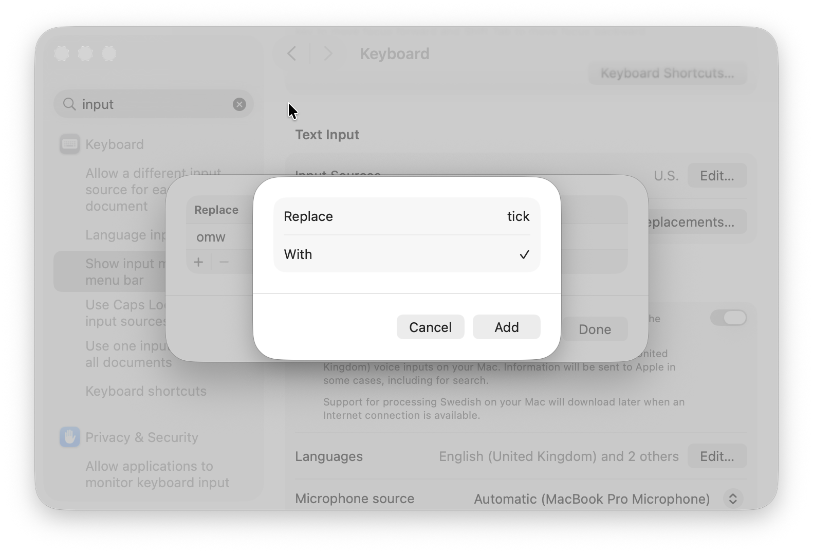 create custom tick mark shortcut mac