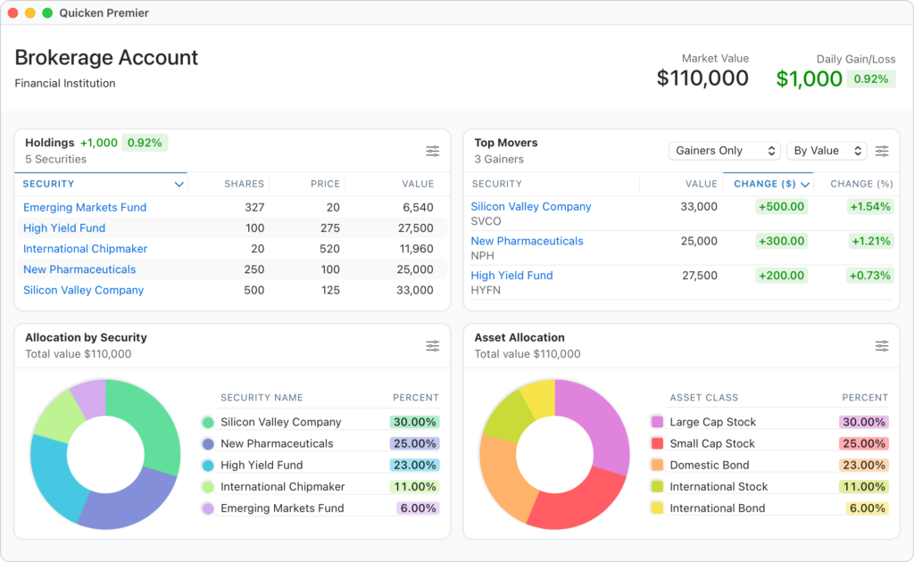 quicken premier investments mac