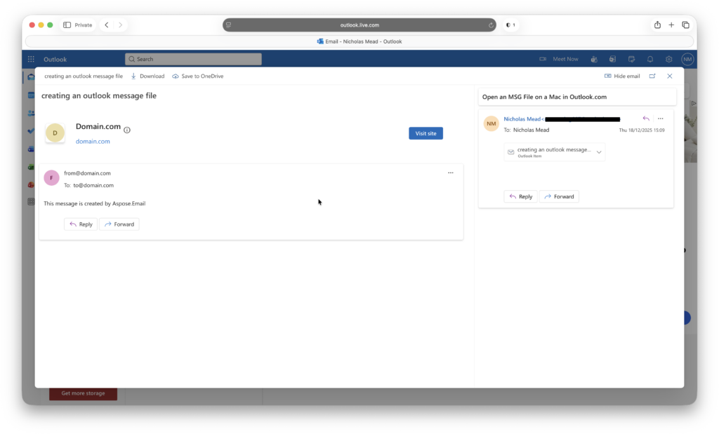 open msg file on mac in outlook.com