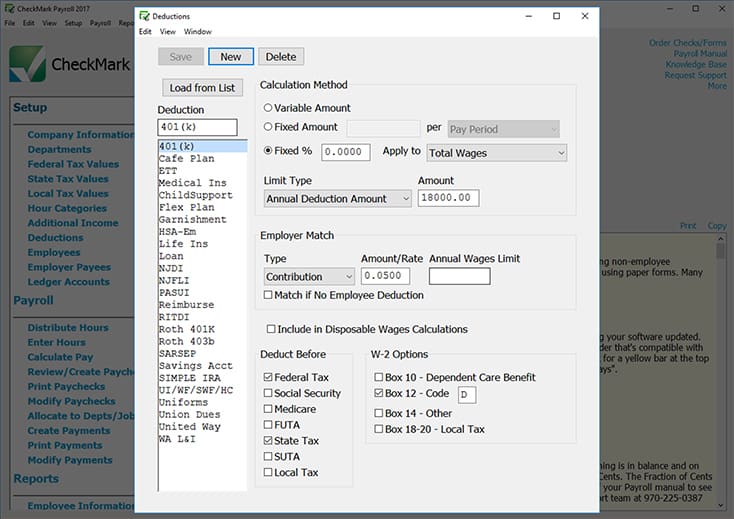 checkmark payroll deductions