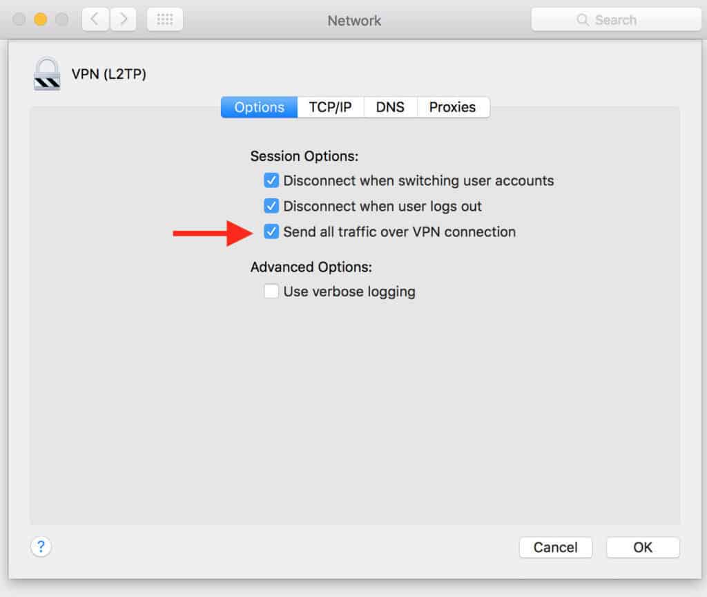 vpn setup mac network options