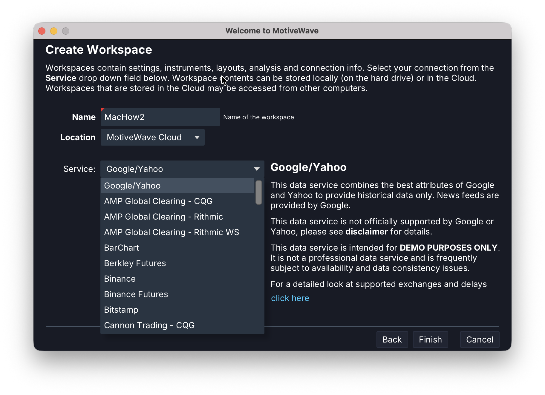 creating a workspace motivewave for mac