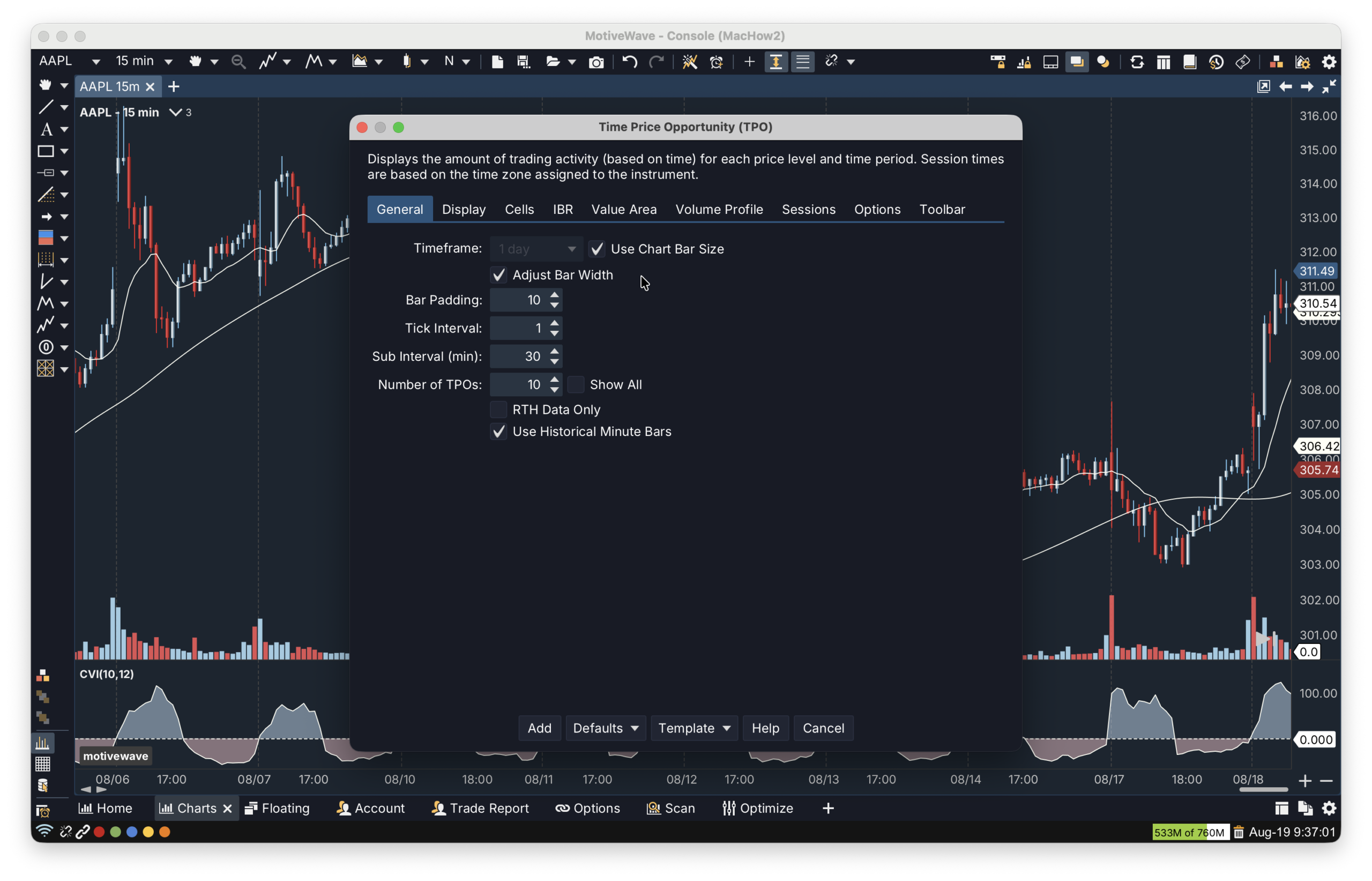 time price opportunity - tpo - motivewave mac
