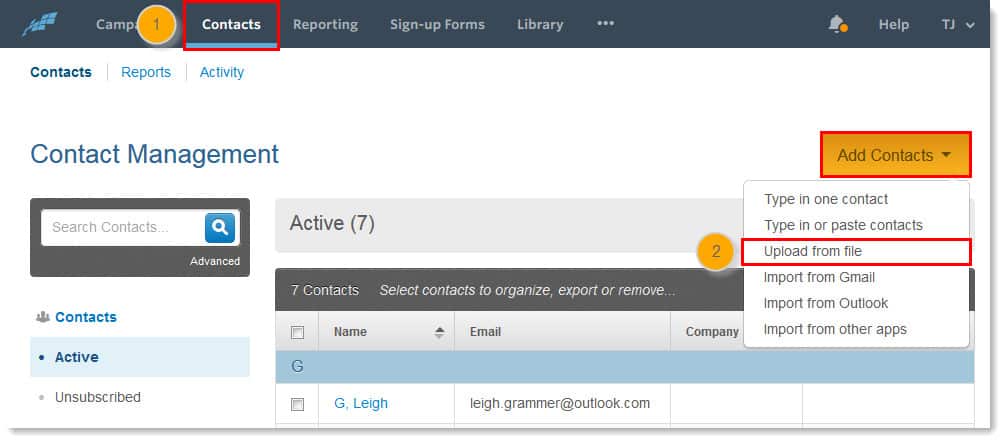 import contacts - constant contact review