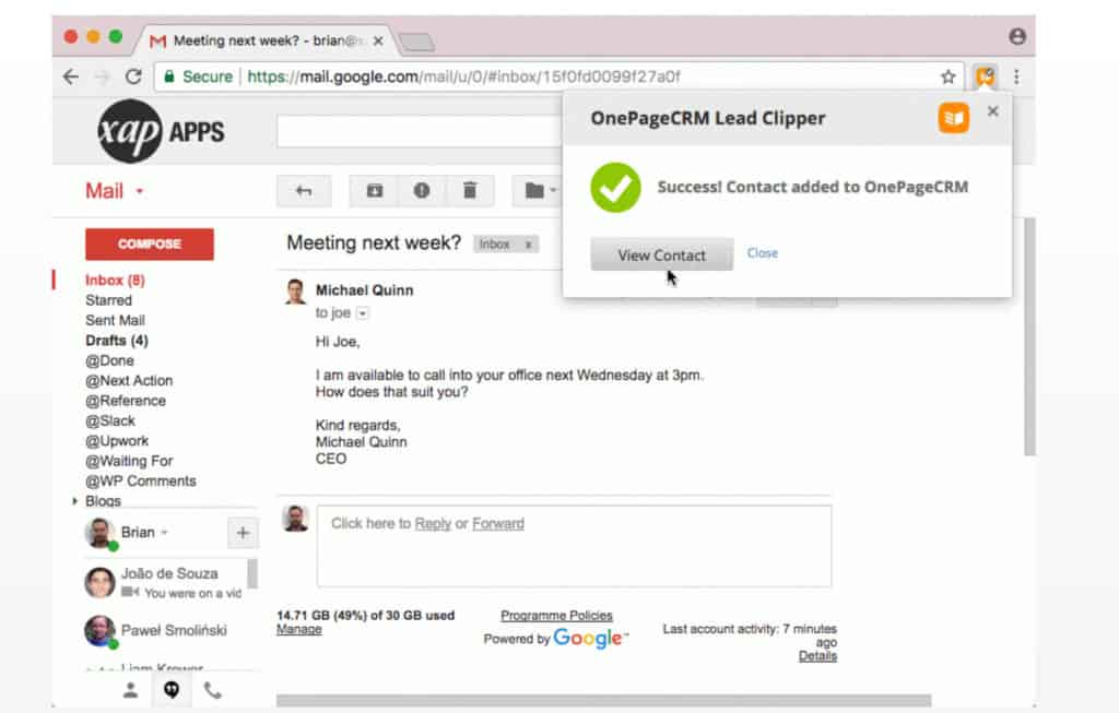 onepage crm review - lead clipper