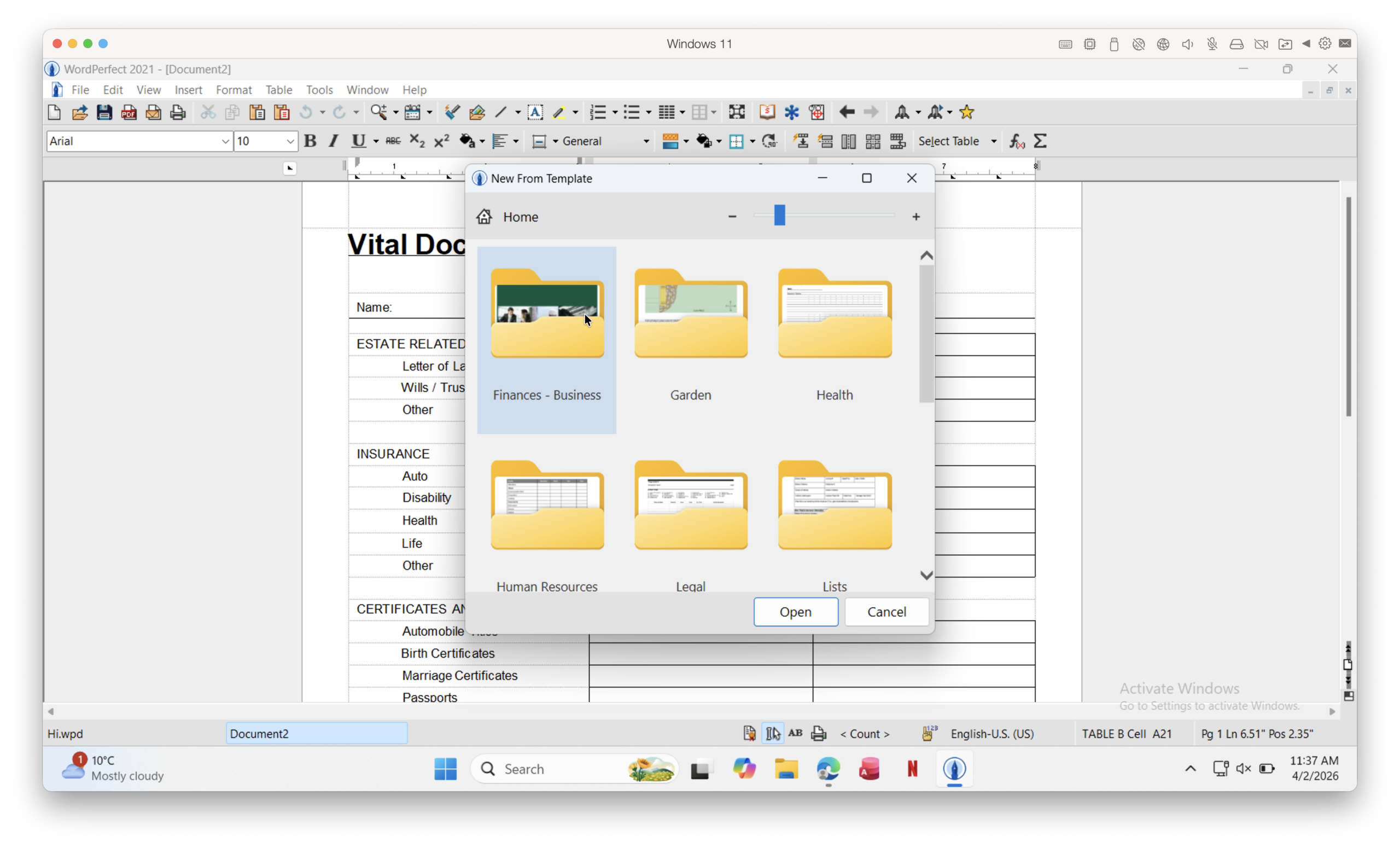 wordperfect templates on mac