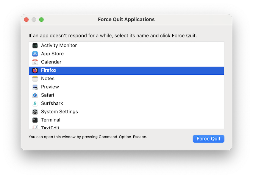 force quit mac