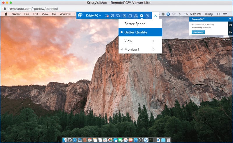 remote pc for mac - display settings