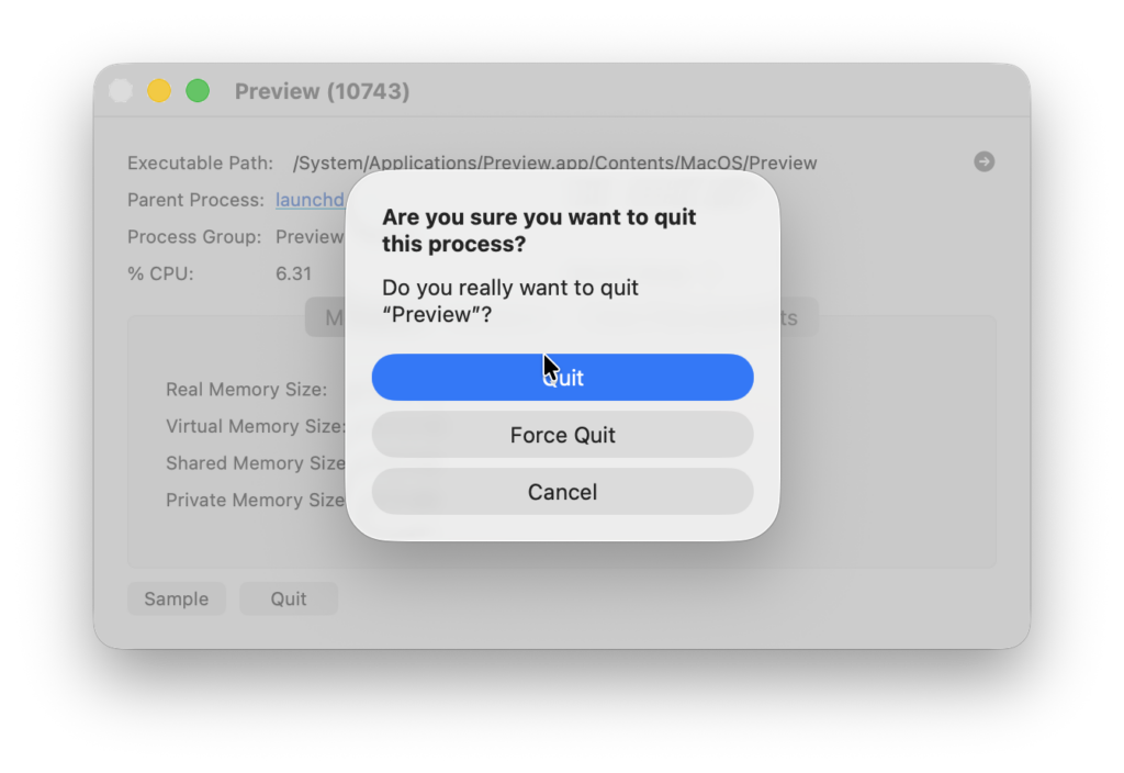 force quit on a mac with activity monitor