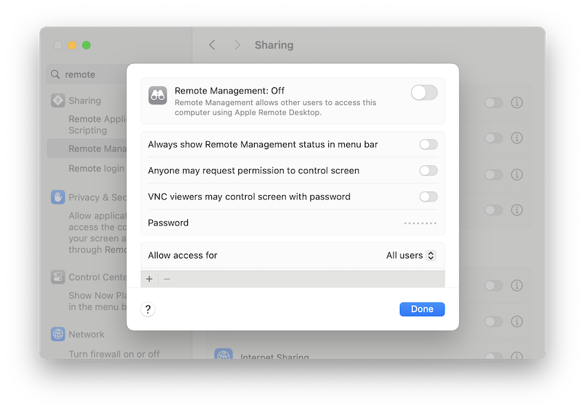 remote management macos
