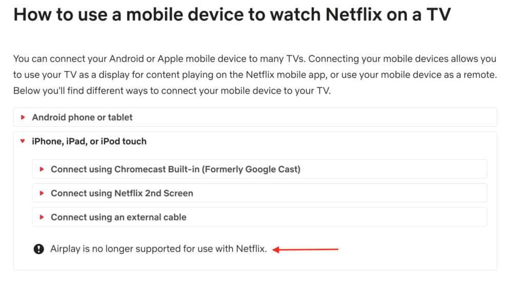 netflix airplay not supported mac