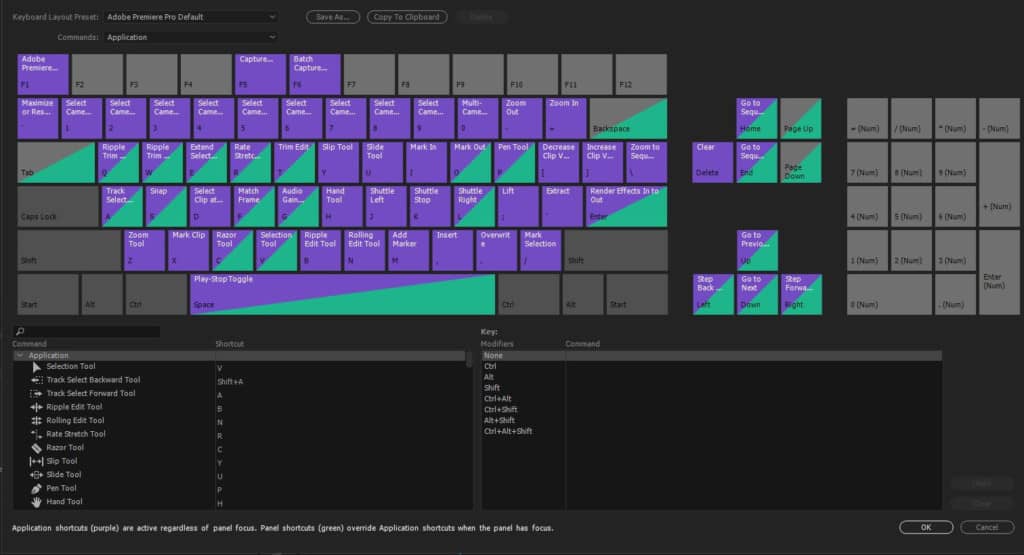 adobe premiere review - keyboard shortcuts