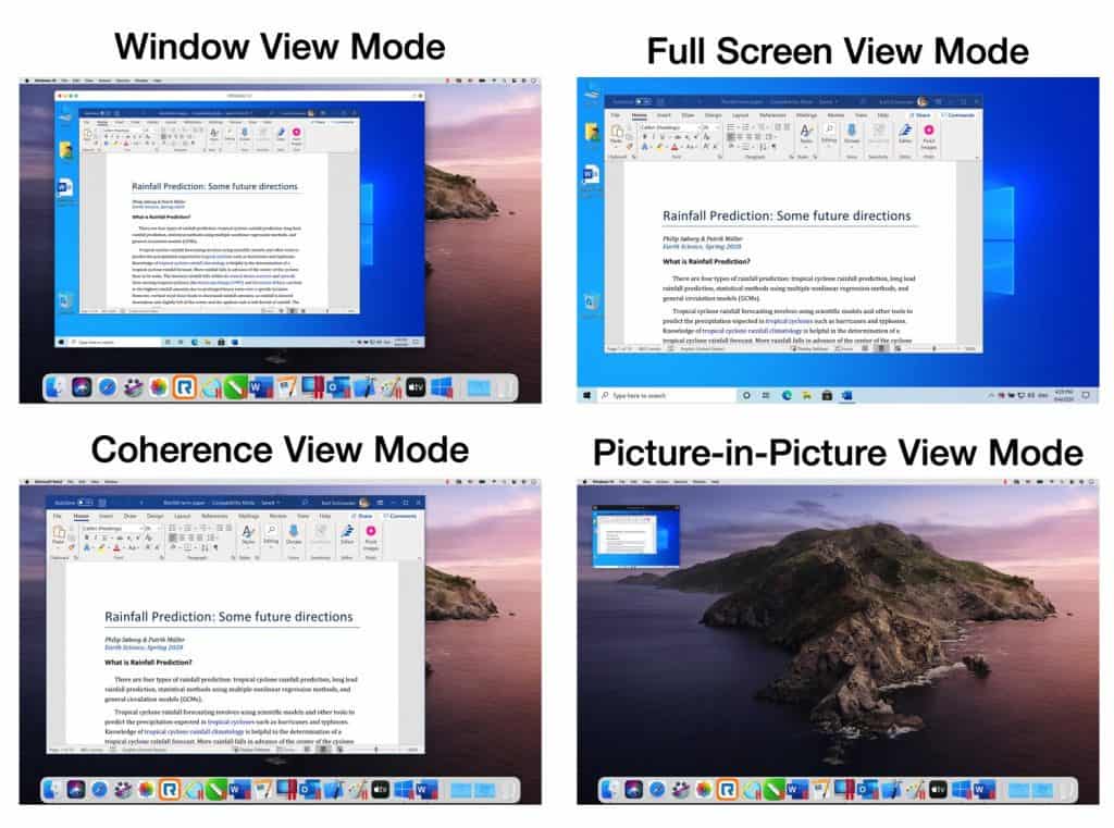 coherence mode parallels windows 11