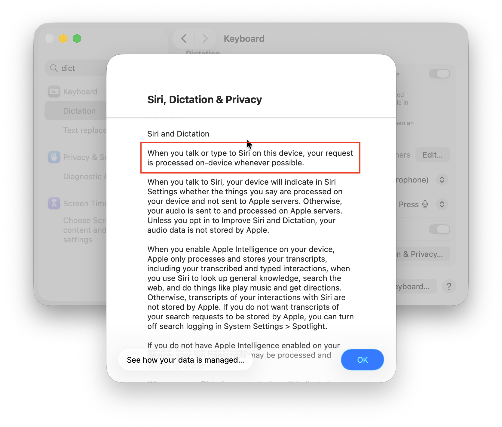 siri dictation macos offline terms and conditions