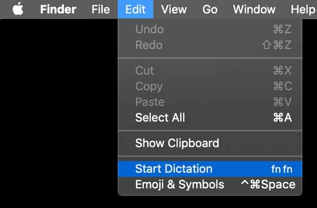 start dictation mac