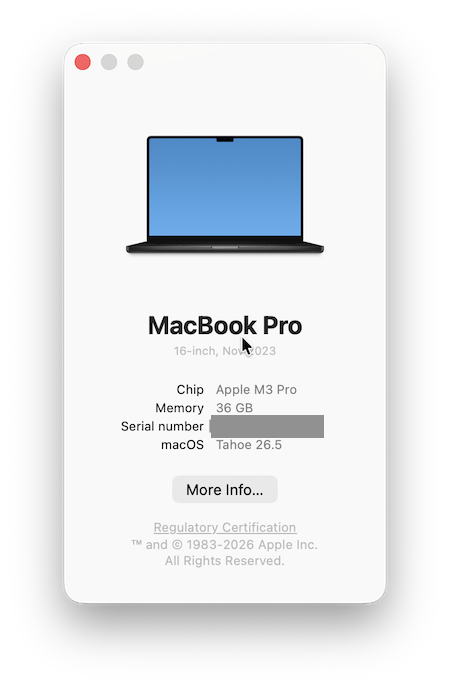 about mac dialog info