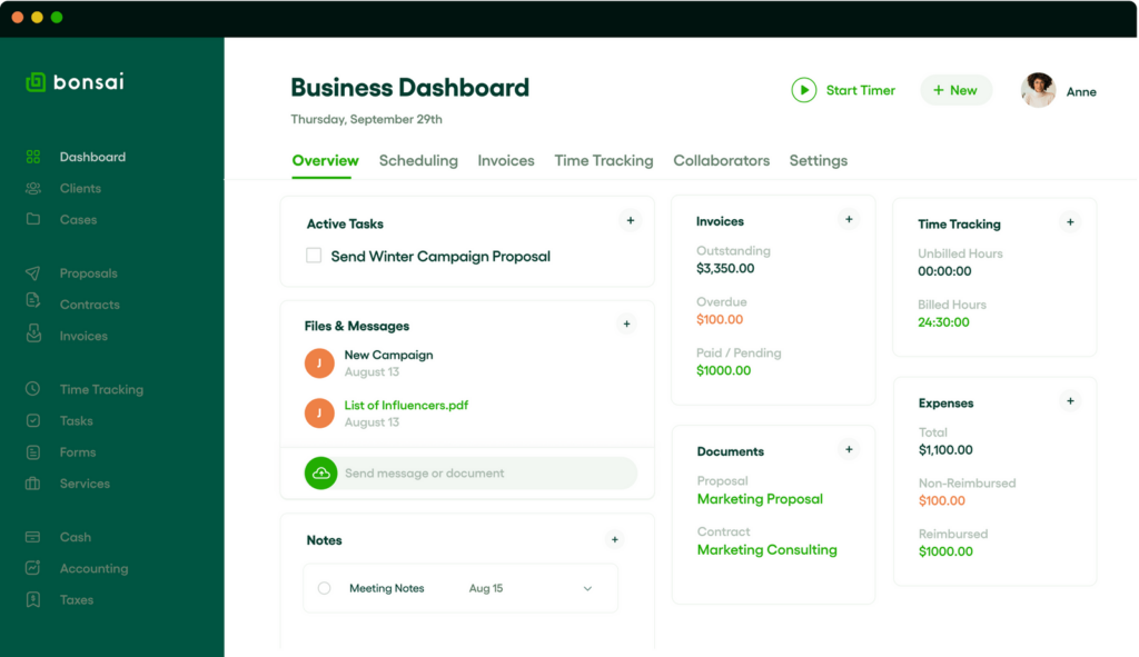 bonsai invoicing