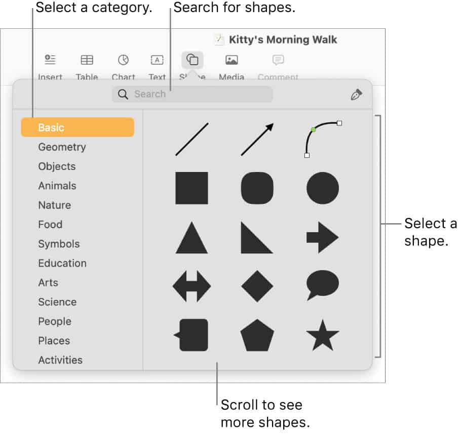 draw shapes mac - apple pages