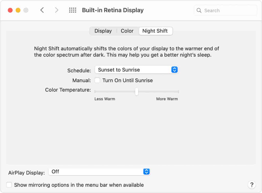 external display issues mac - nightshift