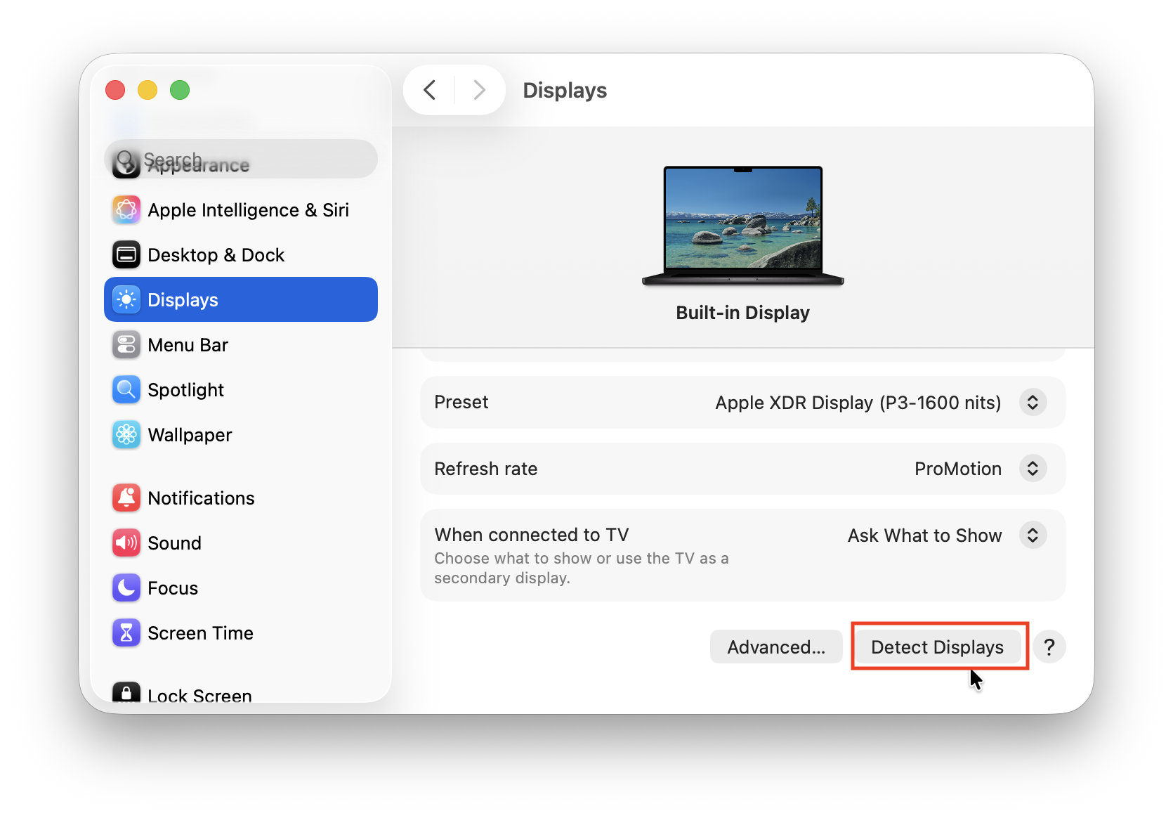 external monitor not detected mac - display settings