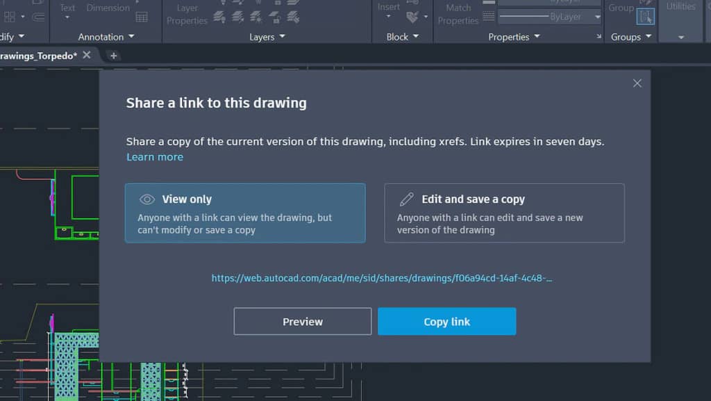 autocad for mac 2023 - share drawing